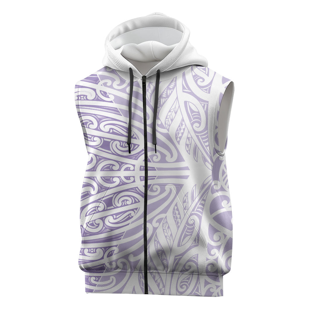 Purple New Zealand Puhoro Maori Tattoo Sleeveless Zip Hoodie LT14 Purple - Polynesian Pride