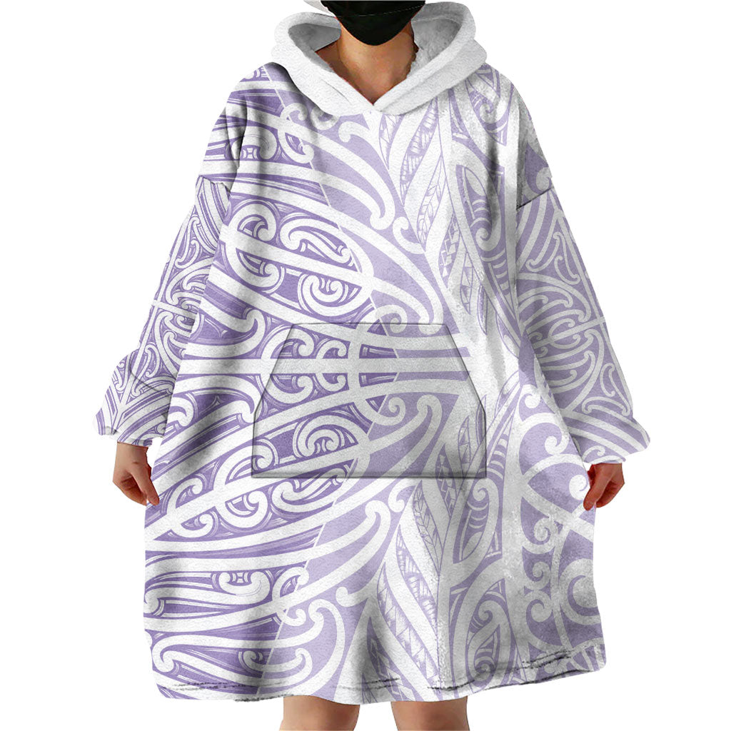 Purple New Zealand Puhoro Maori Tattoo Wearable Blanket Hoodie