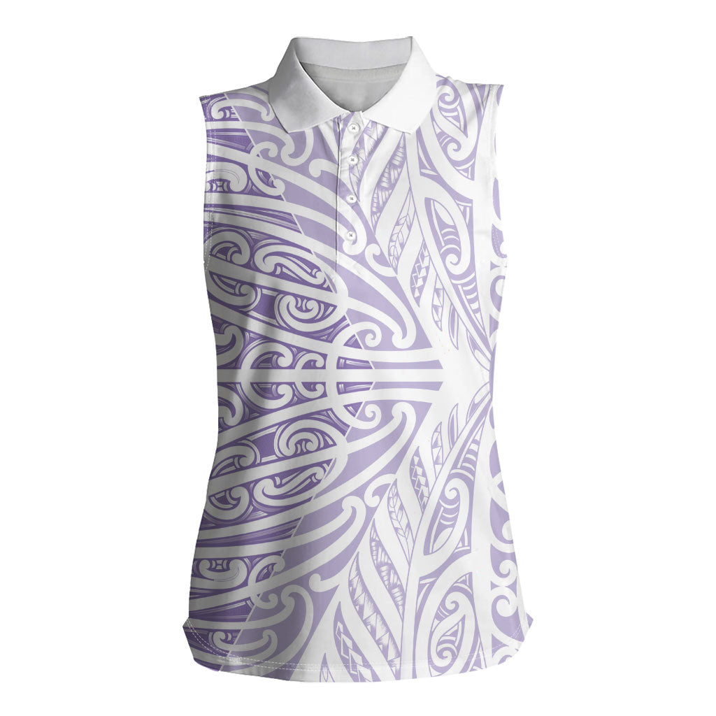 Purple New Zealand Puhoro Maori Tattoo Women Sleeveless Polo Shirt LT14 Female Purple - Polynesian Pride