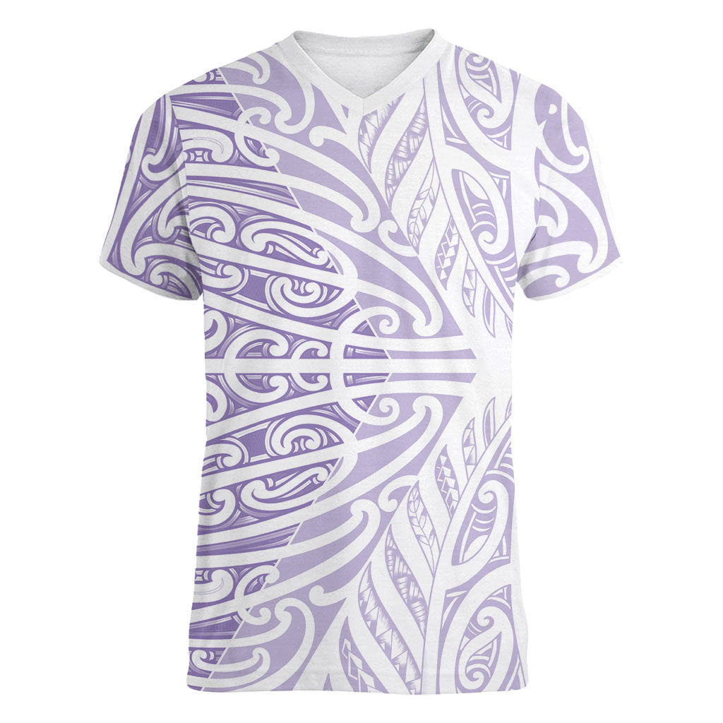 Purple New Zealand Puhoro Maori Tattoo Women V-Neck T-Shirt LT14 Female Purple - Polynesian Pride