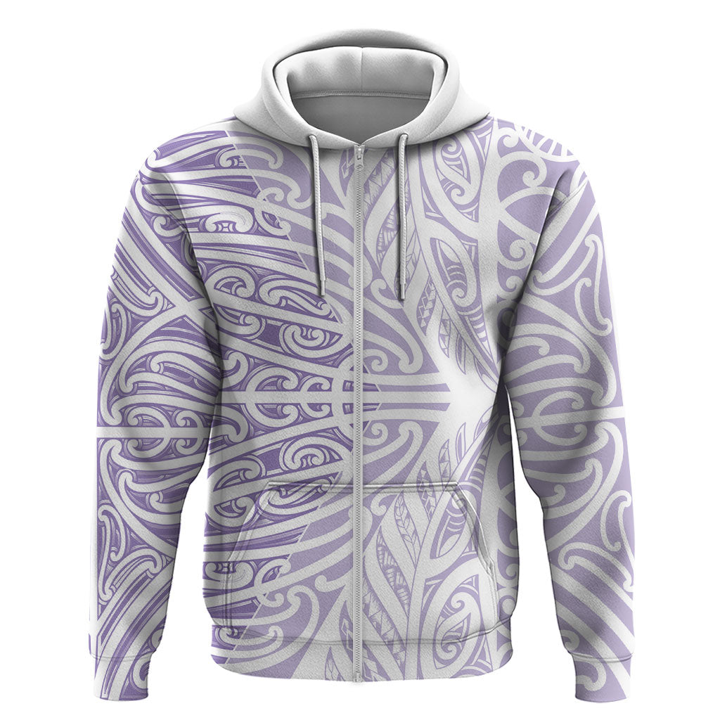 Purple New Zealand Puhoro Maori Tattoo Zip Hoodie LT14 Zip Hoodie Purple - Polynesian Pride