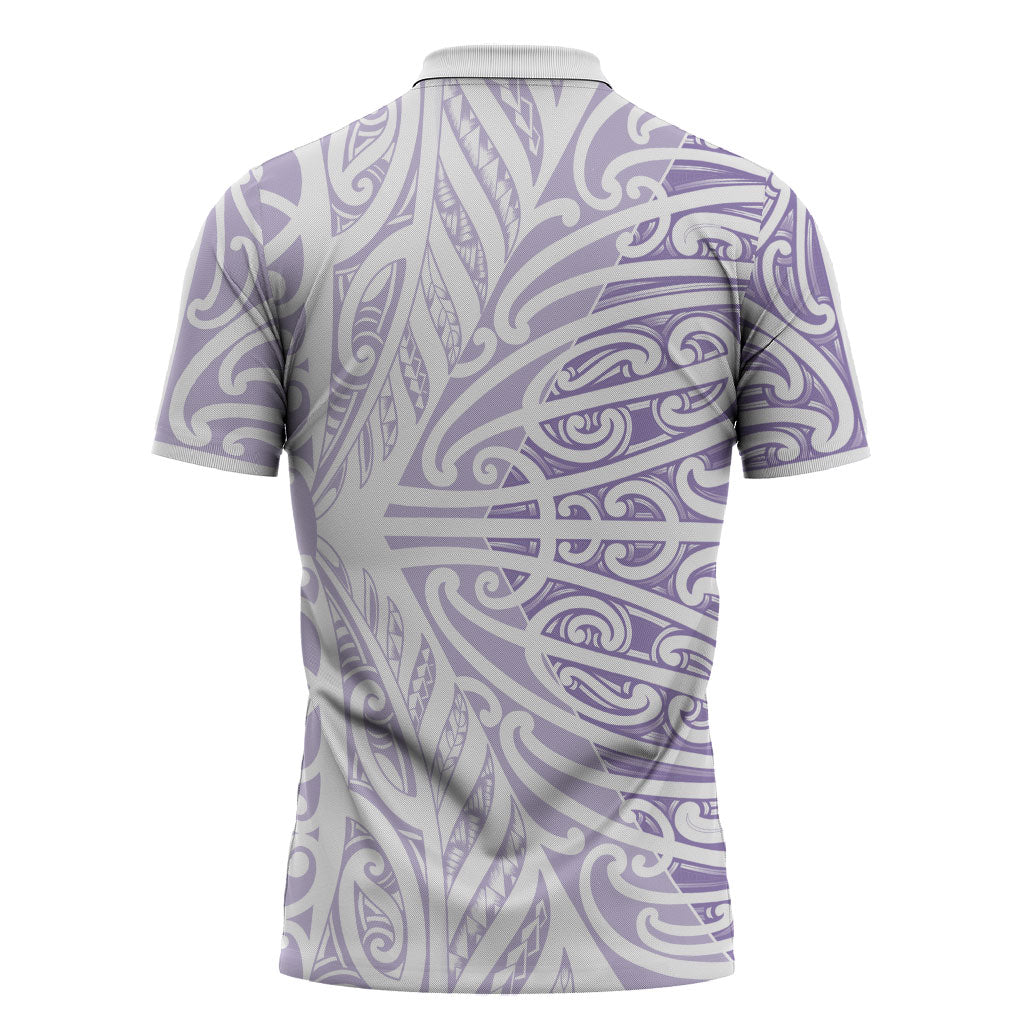 Purple New Zealand Puhoro Maori Tattoo Zipper Polo Shirt