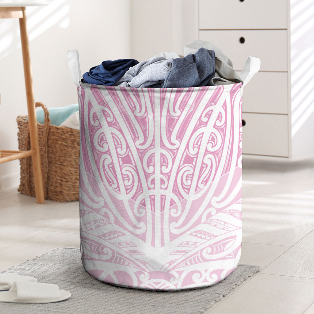 Pink New Zealand Puhoro Maori Tattoo Laundry Basket