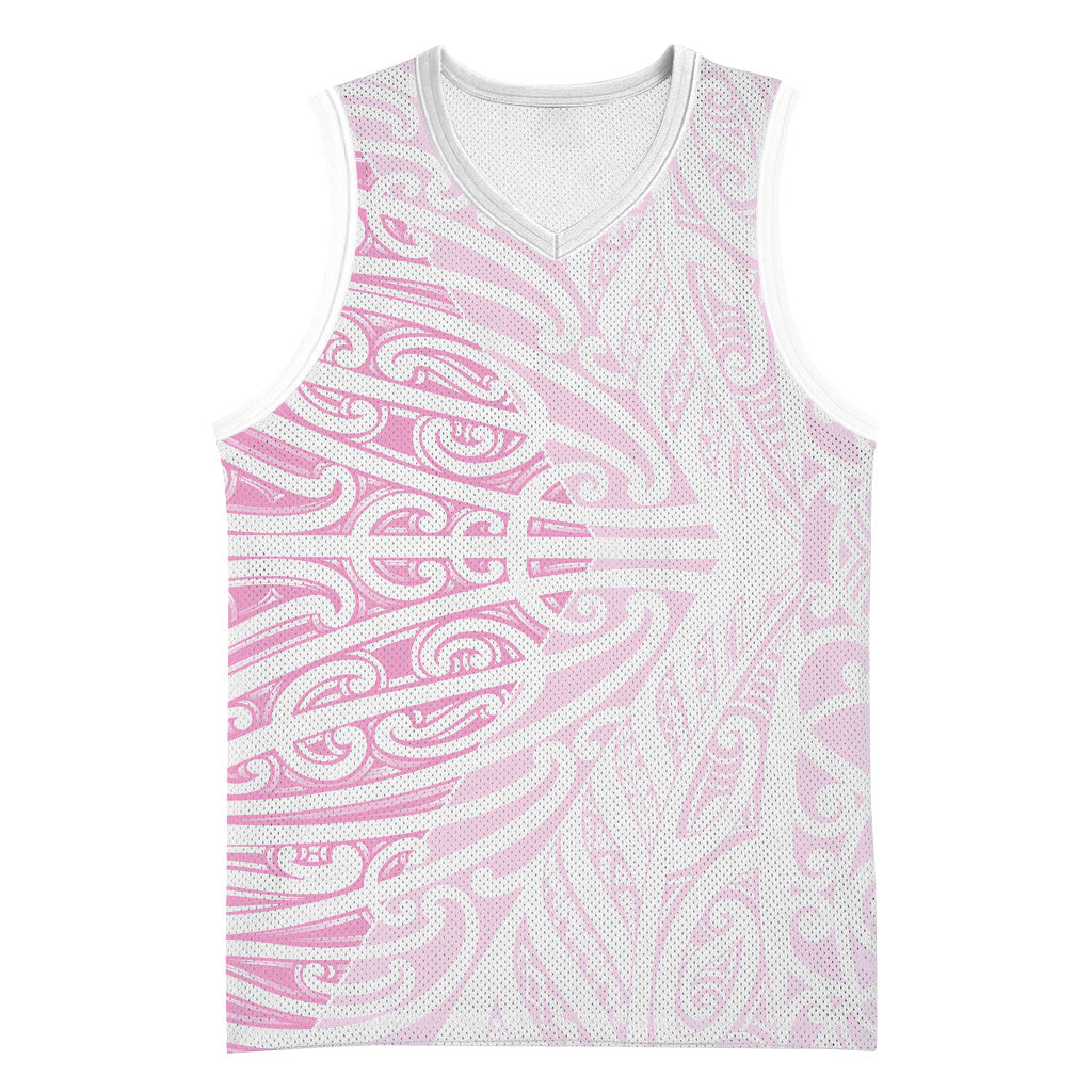 Pink New Zealand Puhoro Maori Tattoo Basketball Jersey LT14 Unisex Pink - Polynesian Pride