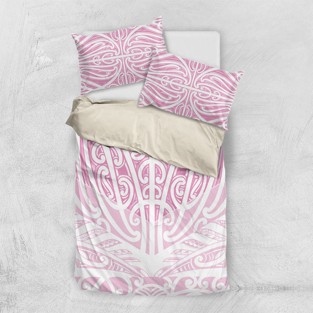 Pink New Zealand Puhoro Maori Tattoo Bedding Set