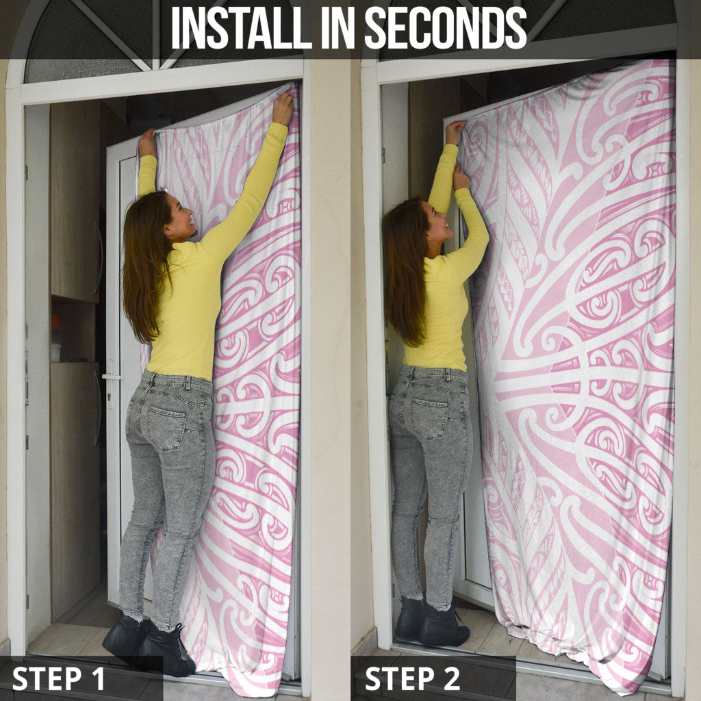 Pink New Zealand Puhoro Maori Tattoo Door Cover