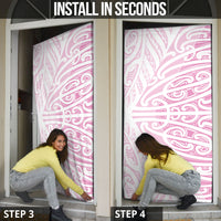 Pink New Zealand Puhoro Maori Tattoo Door Cover