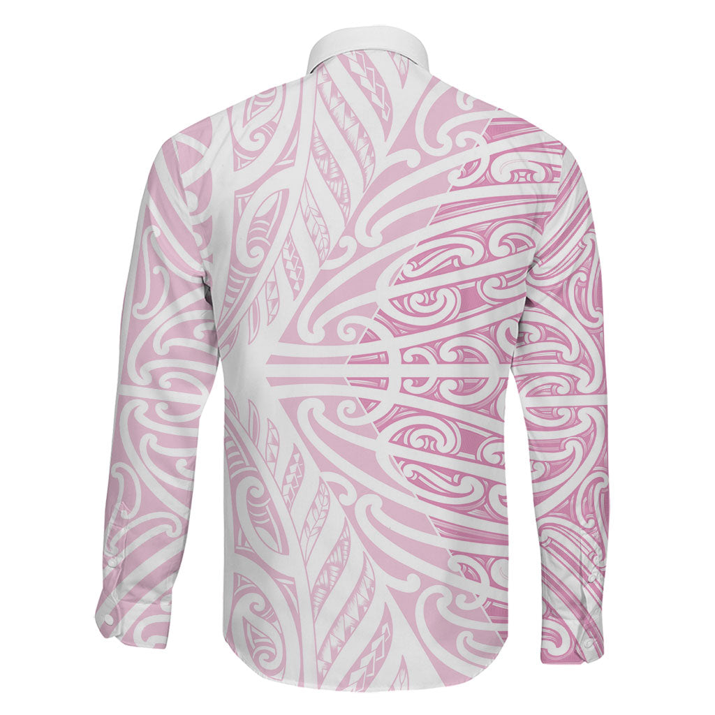 Pink New Zealand Puhoro Maori Tattoo Family Matching Off Shoulder Short Dress and Hawaiian Shirt