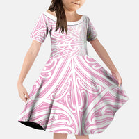 Pink New Zealand Puhoro Maori Tattoo Family Matching Puletasi and Hawaiian Shirt