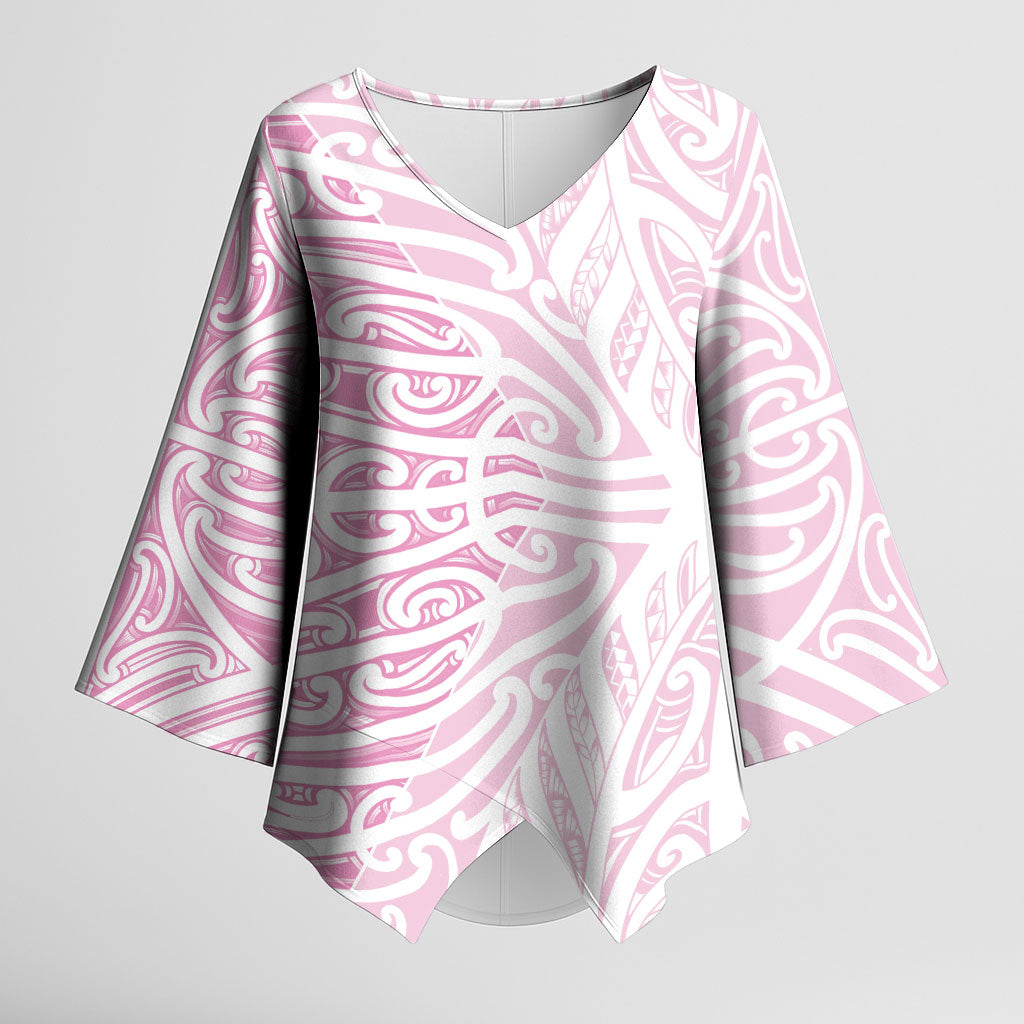 Pink New Zealand Puhoro Maori Tattoo Kimono Sleeve Blouse LT14 Female Pink - Polynesian Pride