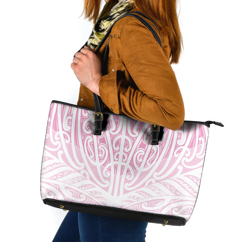 Pink New Zealand Puhoro Maori Tattoo Leather Tote Bag LT14 Pink - Polynesian Pride
