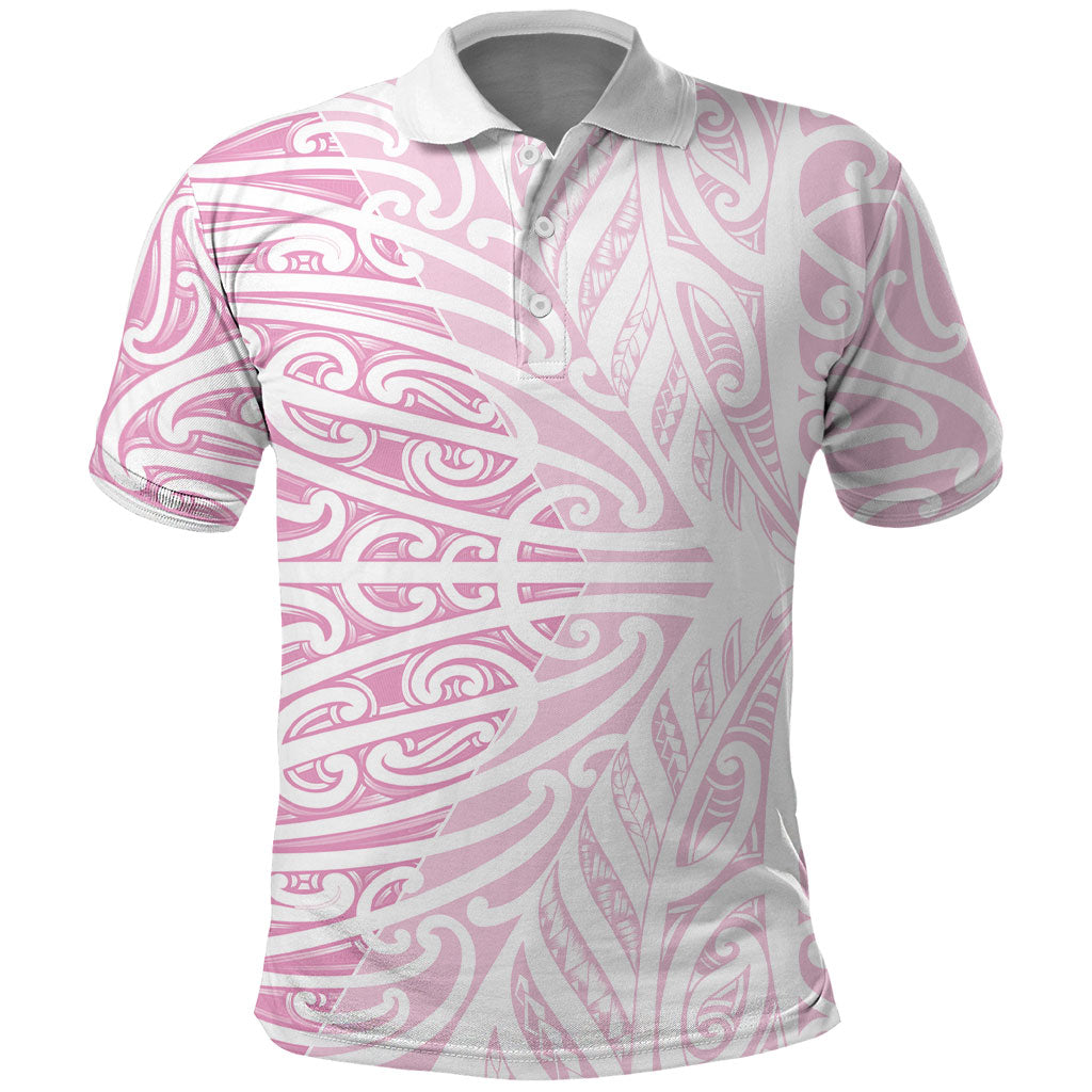Pink New Zealand Puhoro Maori Tattoo Polo Shirt LT14 Pink - Polynesian Pride
