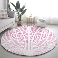 Pink New Zealand Puhoro Maori Tattoo Round Carpet