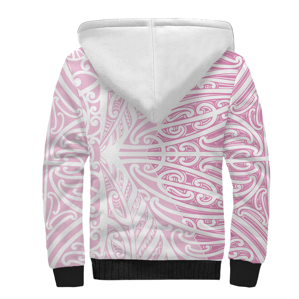 Pink New Zealand Puhoro Maori Tattoo Sherpa Hoodie