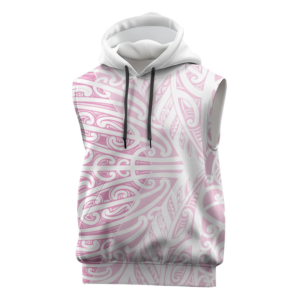 Pink New Zealand Puhoro Maori Tattoo Sleeveless Hoodie LT14 Pink - Polynesian Pride