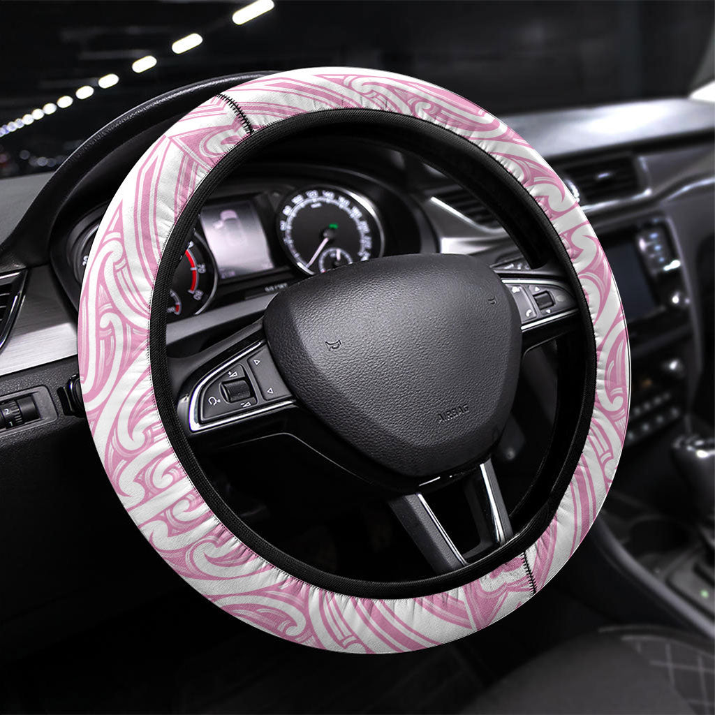 Pink New Zealand Puhoro Maori Tattoo Steering Wheel Cover LT14 Universal Fit Pink - Polynesian Pride