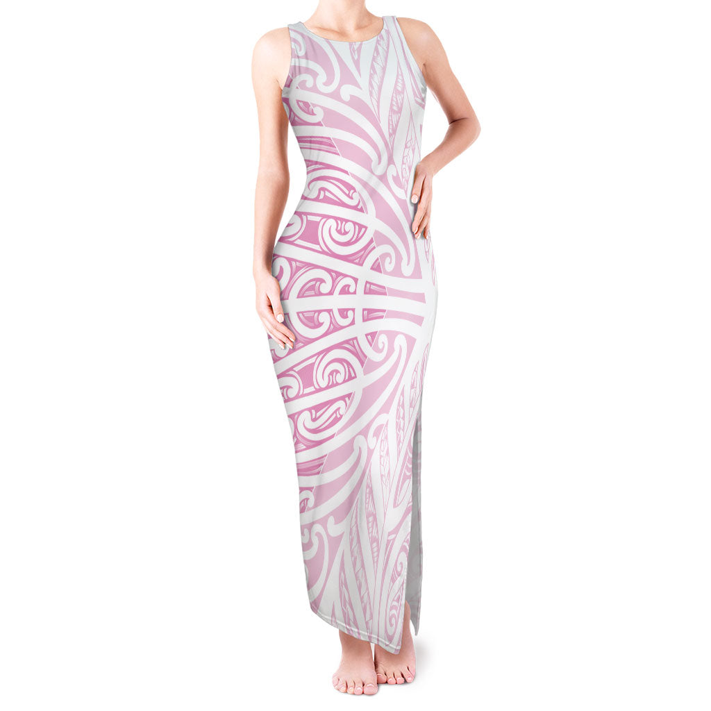 Pink New Zealand Puhoro Maori Tattoo Tank Maxi Dress
