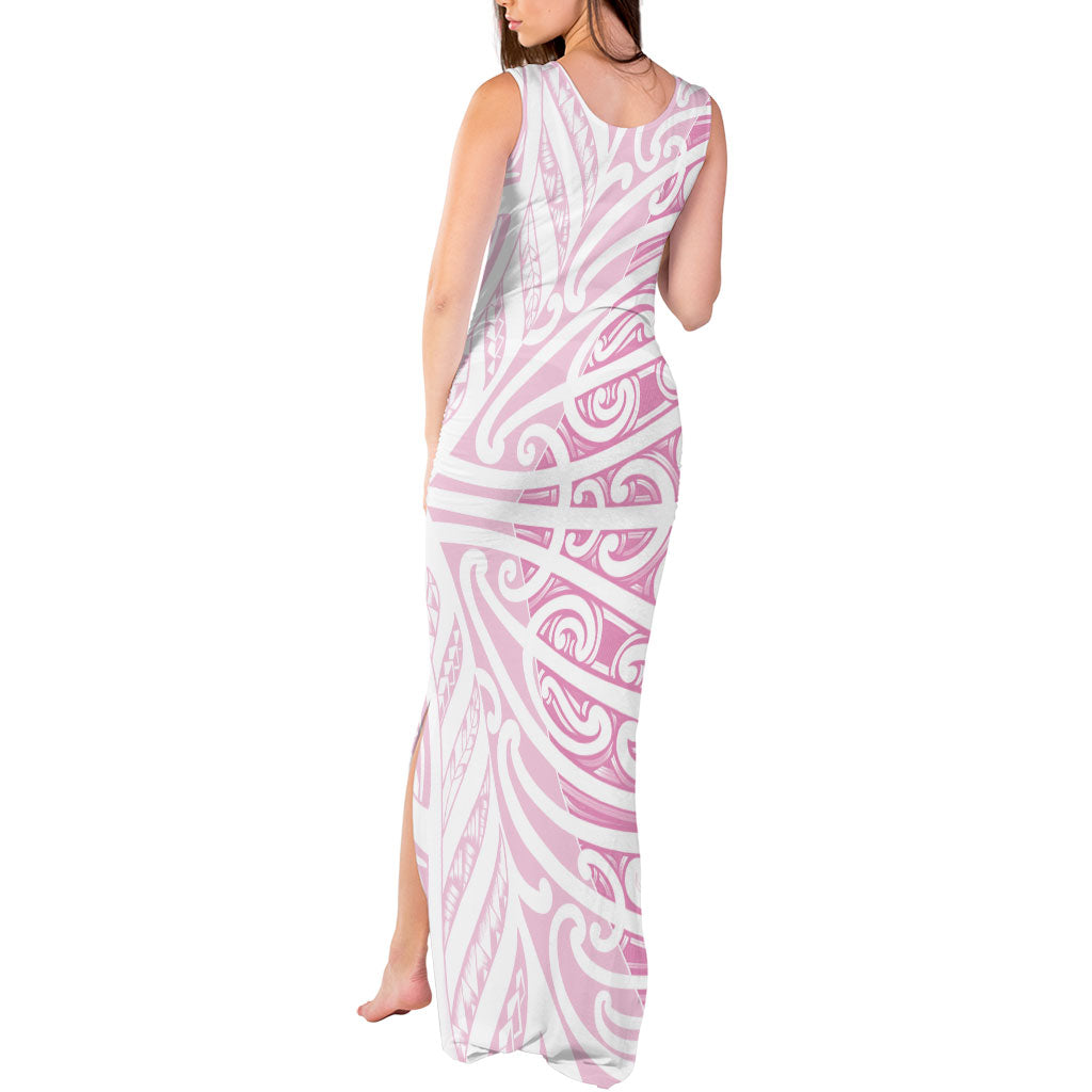 Pink New Zealand Puhoro Maori Tattoo Tank Maxi Dress