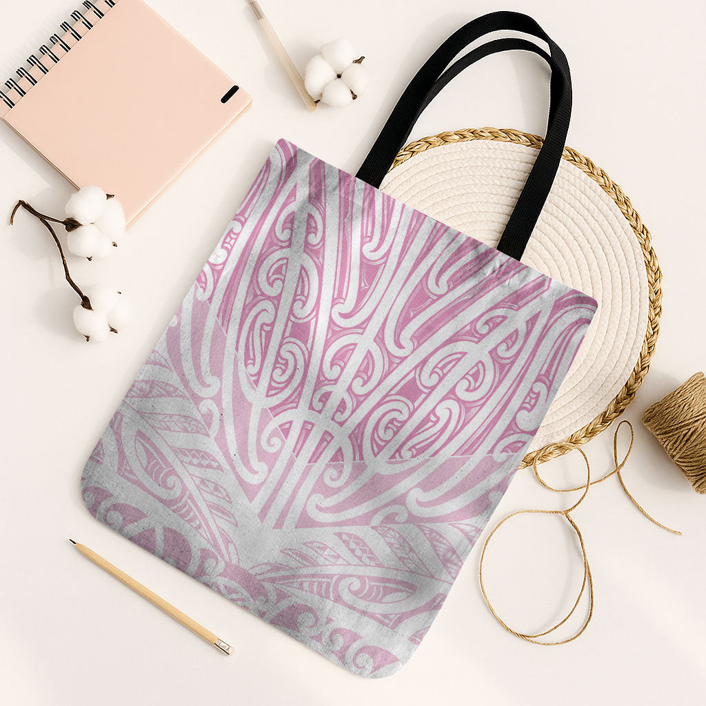 Pink New Zealand Puhoro Maori Tattoo Tote Bag LT14 Black Strap One Size Pink - Polynesian Pride