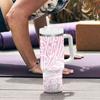 Pink New Zealand Puhoro Maori Tattoo Tumbler With Handle