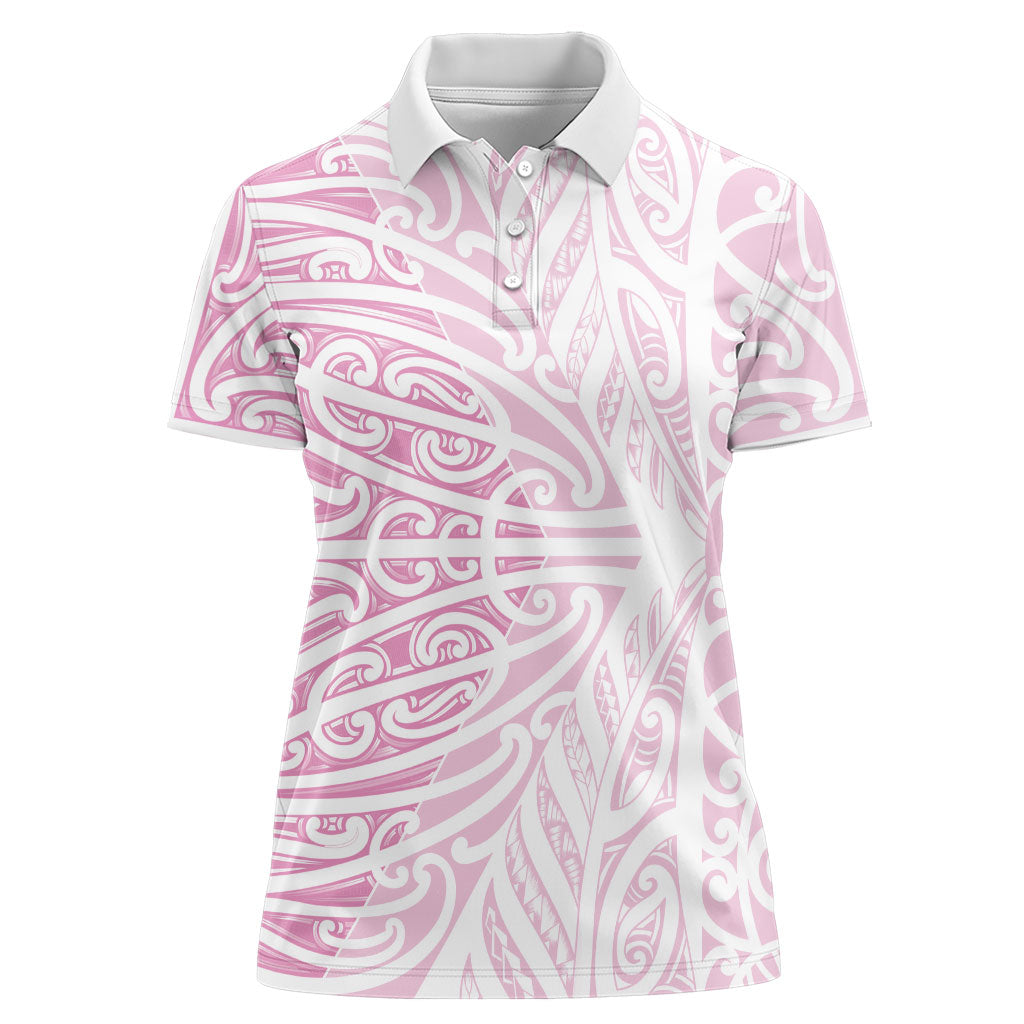 Pink New Zealand Puhoro Maori Tattoo Women Polo Shirt LT14 Female Pink - Polynesian Pride