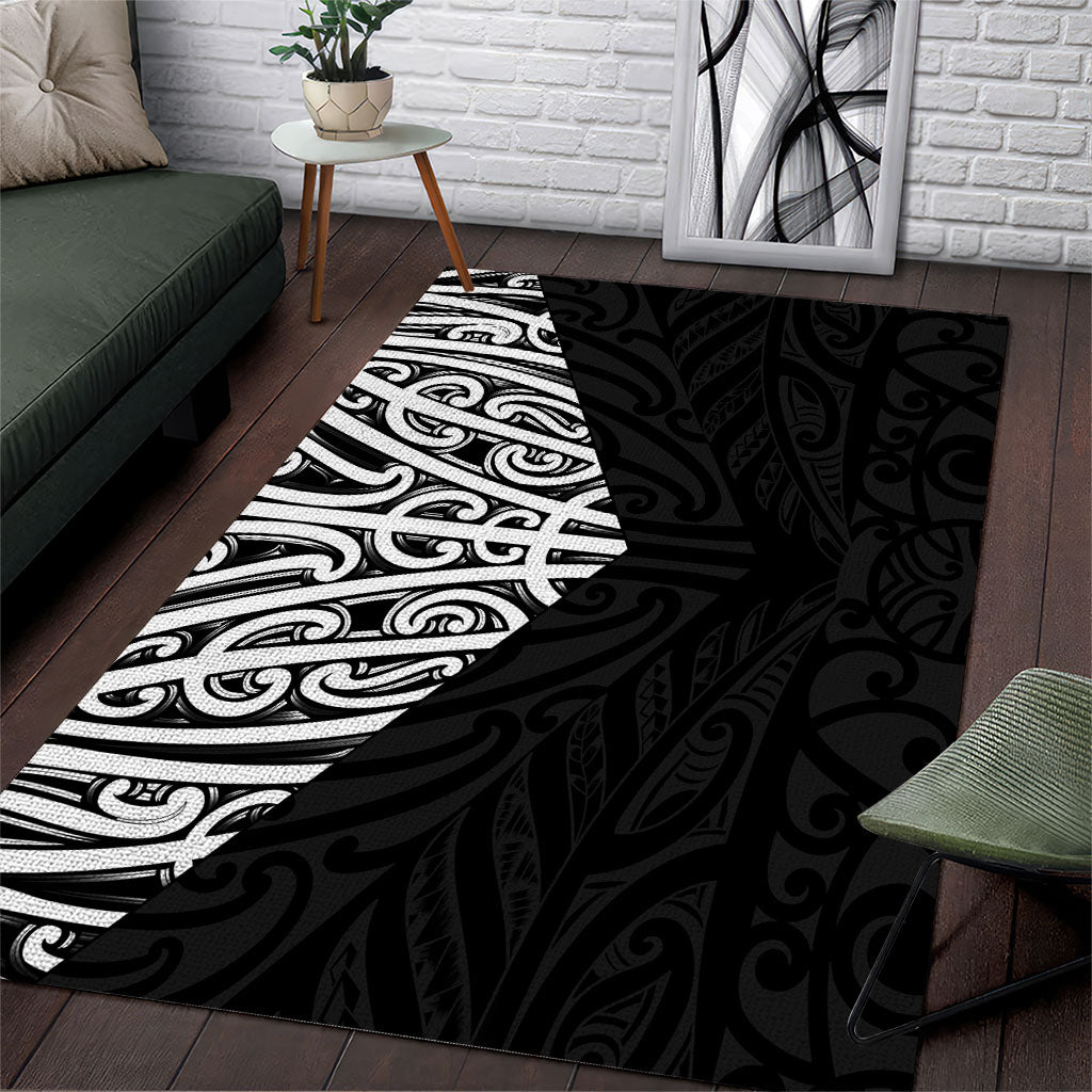 Black New Zealand Puhoro Maori Tattoo Area Rug LT14 Black - Polynesian Pride