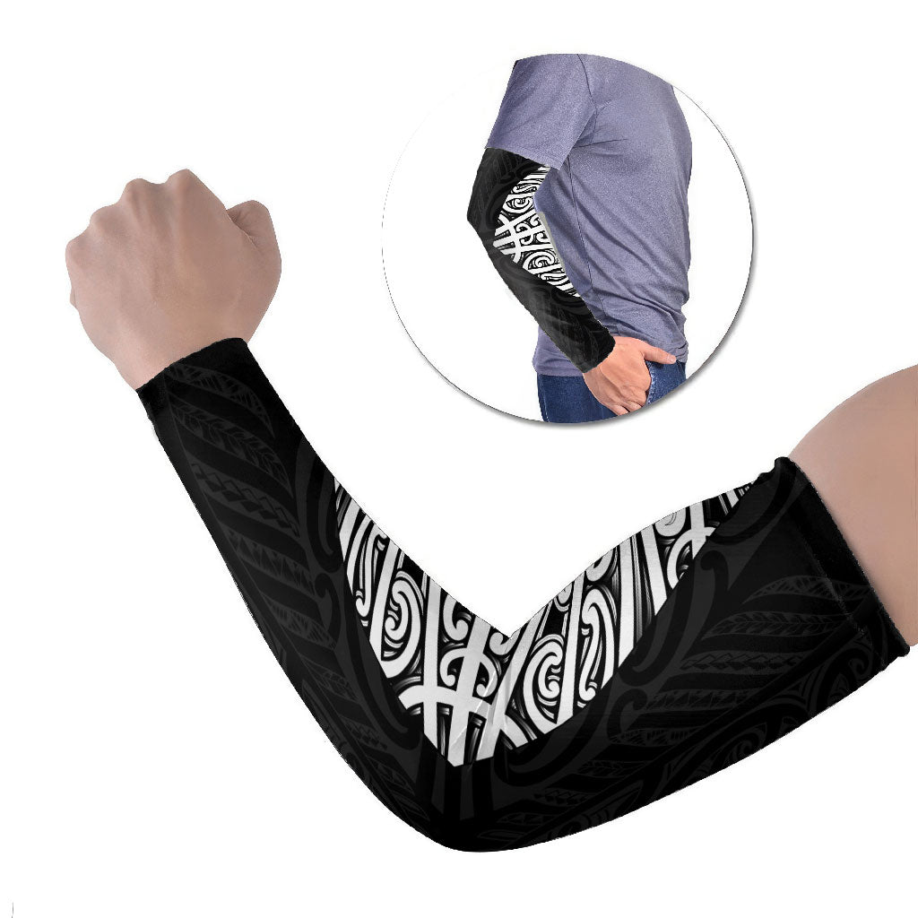 Black New Zealand Puhoro Maori Tattoo Arm Sleeves LT14 Set of 2 Black - Polynesian Pride
