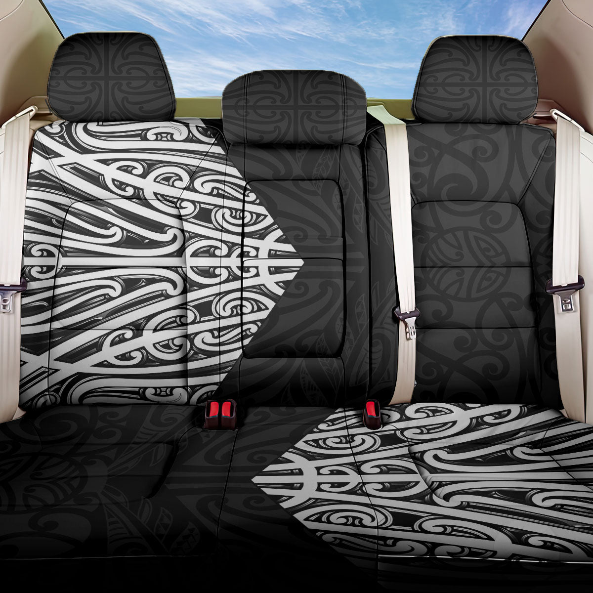 Black New Zealand Puhoro Maori Tattoo Back Car Seat Cover LT14 One Size Black - Polynesian Pride