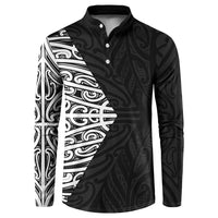 Black New Zealand Puhoro Maori Tattoo Button Sweatshirt