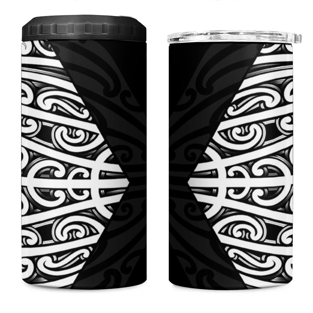 Black New Zealand Puhoro Maori Tattoo 4 in 1 Can Cooler Tumbler LT14 One Size: 16 oz Black - Polynesian Pride