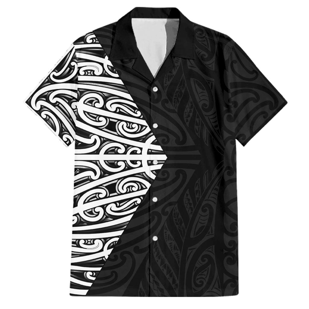 Black New Zealand Puhoro Maori Tattoo Family Matching Puletasi and Hawaiian Shirt