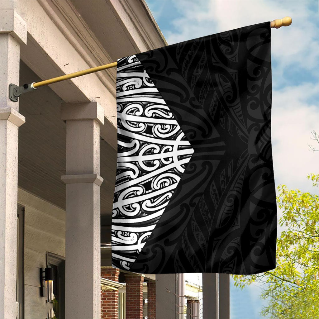 Black New Zealand Puhoro Maori Tattoo Garden Flag LT14 House Flag Black - Polynesian Pride