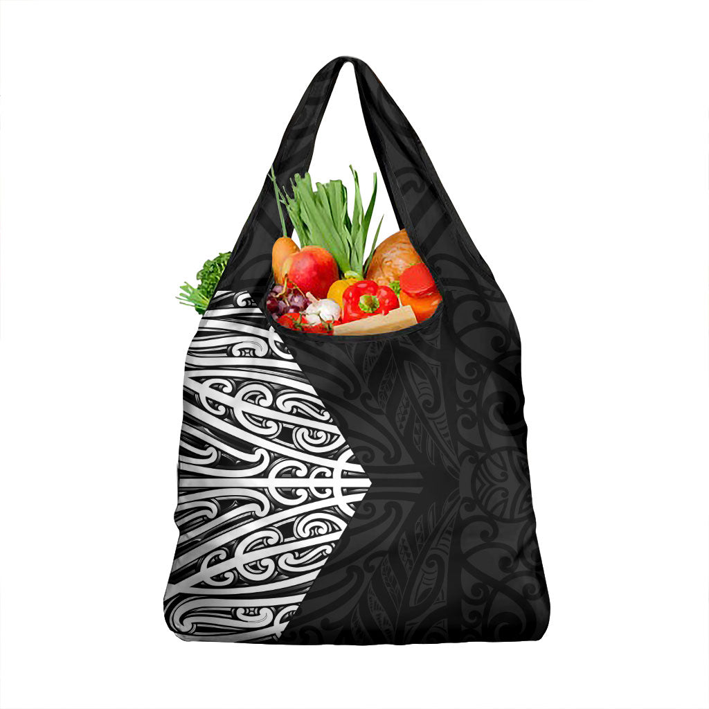 Black New Zealand Puhoro Maori Tattoo Grocery Bag LT14 1-pack One Size Black - Polynesian Pride