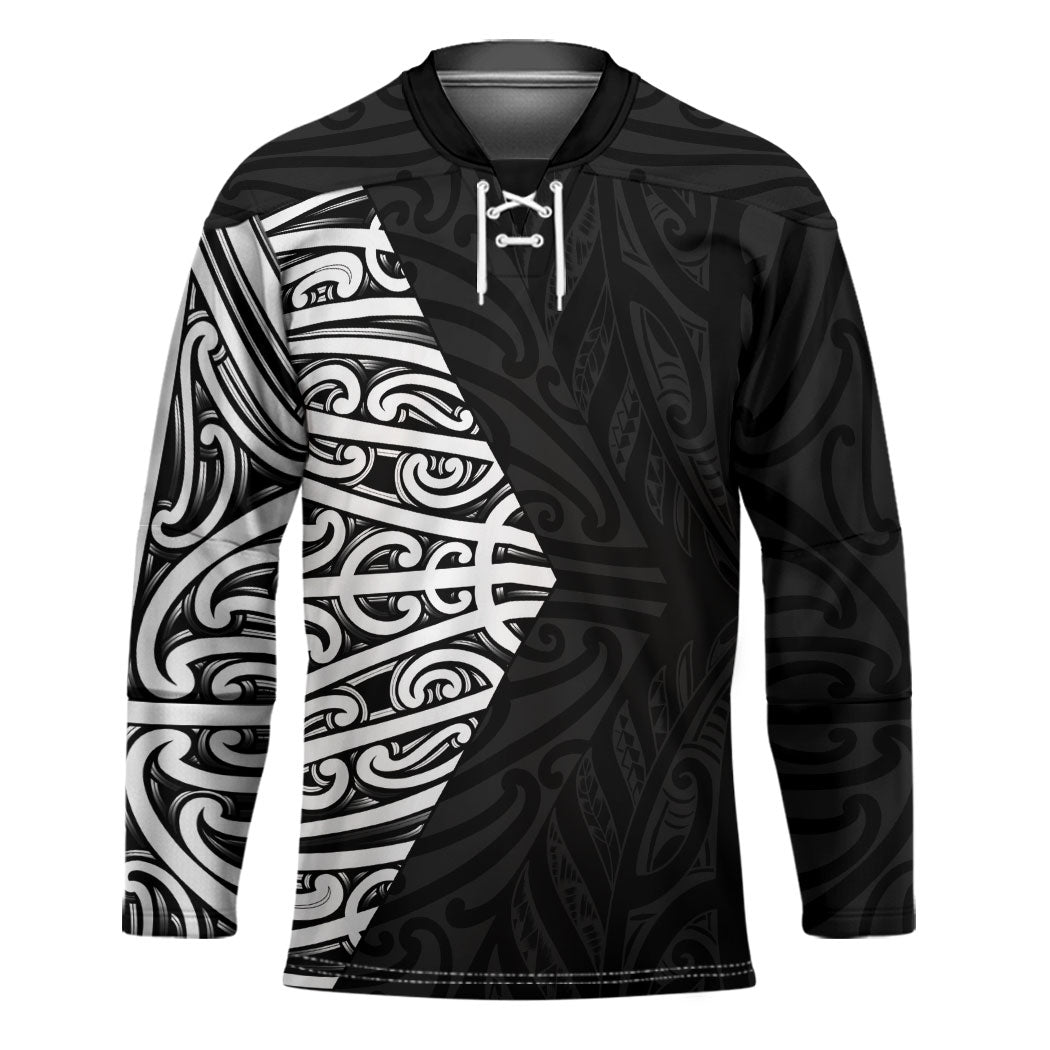 Black New Zealand Puhoro Maori Tattoo Hockey Jersey LT14 Unisex Black - Polynesian Pride