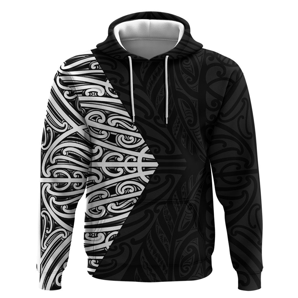 Black New Zealand Puhoro Maori Tattoo Hoodie LT14 Pullover Hoodie Black - Polynesian Pride