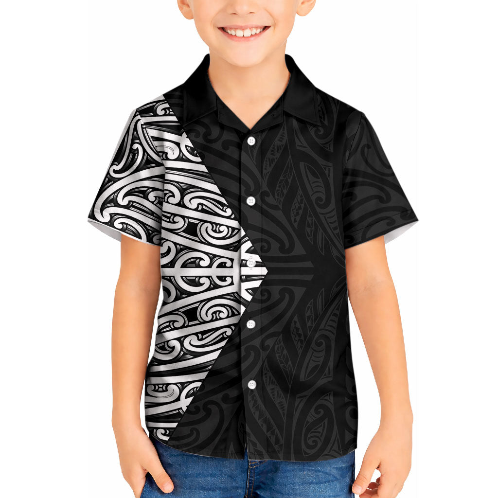 Black New Zealand Puhoro Maori Tattoo Kid Hawaiian Shirt LT14 Kid Black - Polynesian Pride
