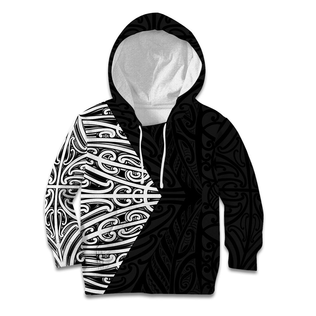 Black New Zealand Puhoro Maori Tattoo Kid Hoodie LT14 Hoodie Black - Polynesian Pride