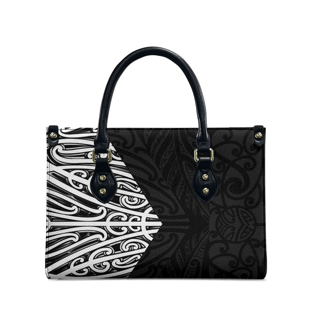 Black New Zealand Puhoro Maori Tattoo Leather Bag