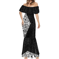 Black New Zealand Puhoro Maori Tattoo Mermaid Dress