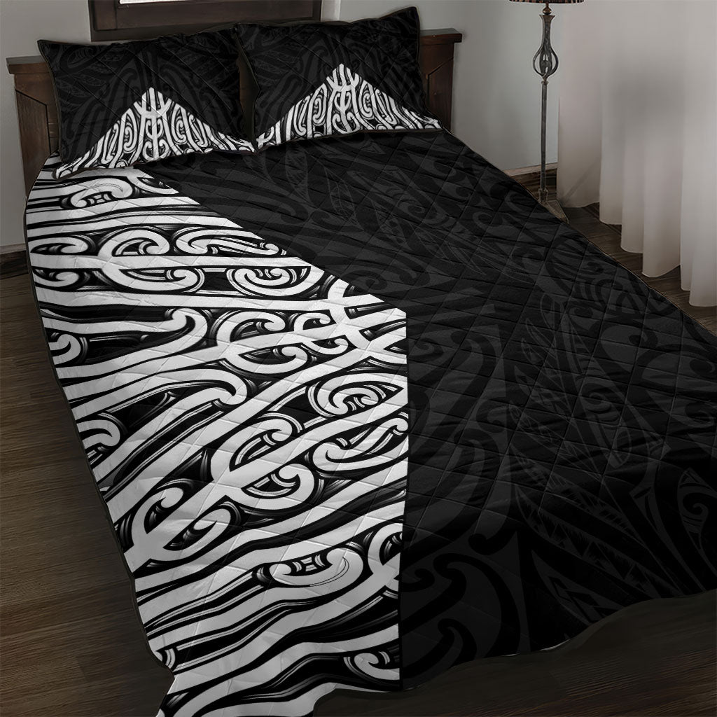 Black New Zealand Puhoro Maori Tattoo Quilt Bed Set LT14 Black - Polynesian Pride