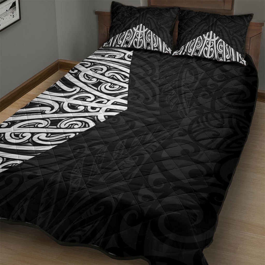 Black New Zealand Puhoro Maori Tattoo Quilt Bed Set