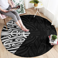 Black New Zealand Puhoro Maori Tattoo Round Carpet