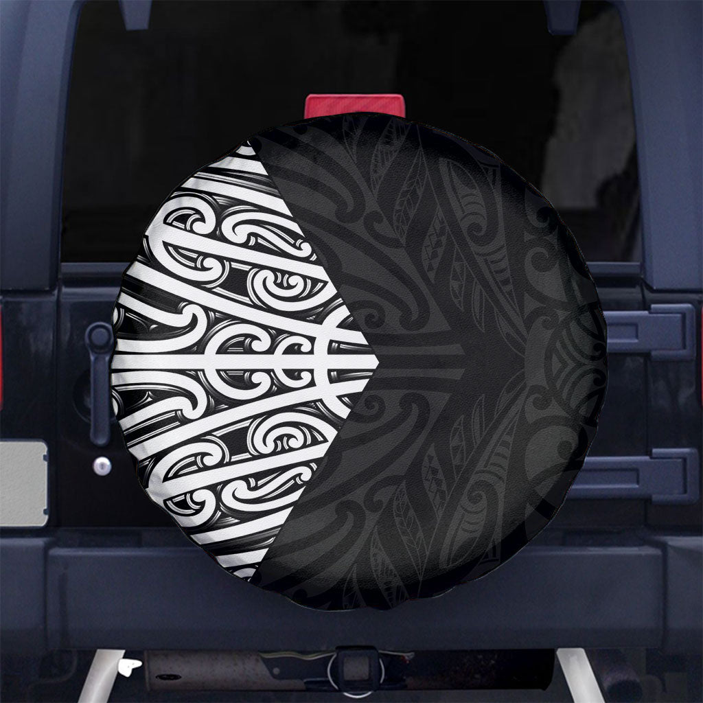 Black New Zealand Puhoro Maori Tattoo Spare Tire Cover LT14 No hole Black - Polynesian Pride