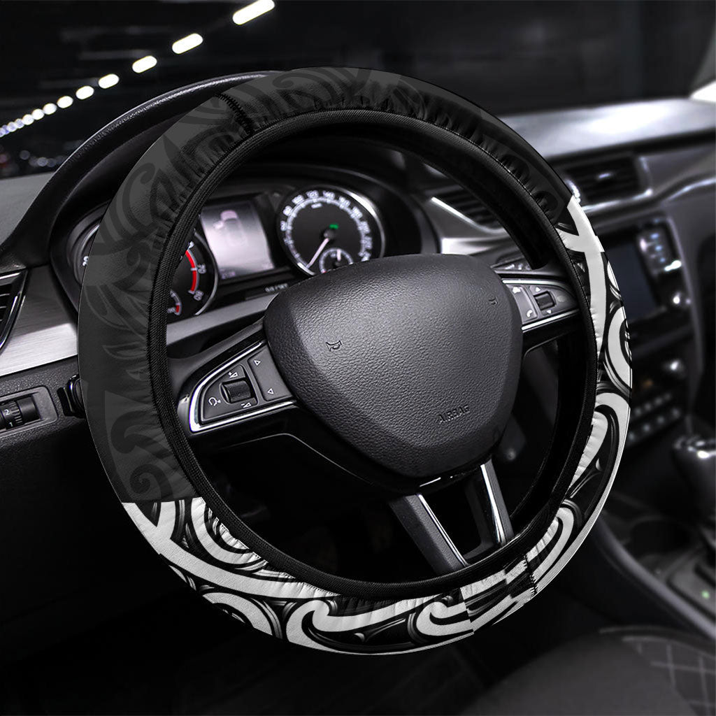 Black New Zealand Puhoro Maori Tattoo Steering Wheel Cover LT14 Universal Fit Black - Polynesian Pride
