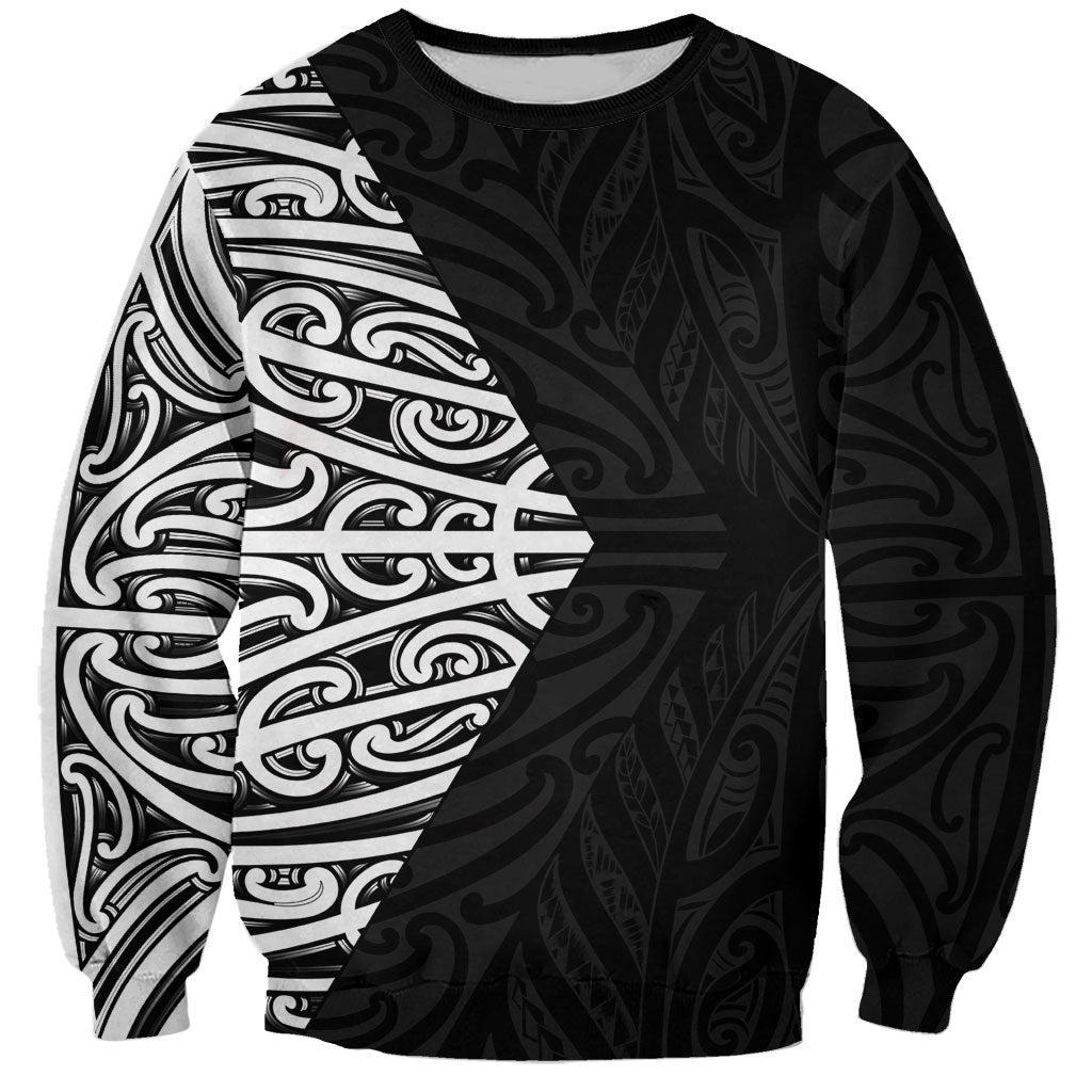 Black New Zealand Puhoro Maori Tattoo Sweatshirt LT14 Unisex Black - Polynesian Pride