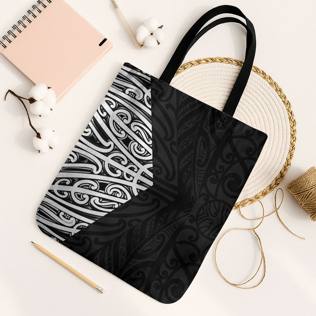 Black New Zealand Puhoro Maori Tattoo Tote Bag LT14 Black Strap One Size Black - Polynesian Pride