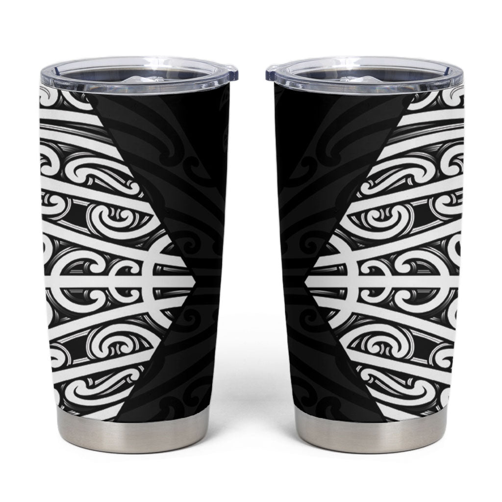 Black New Zealand Puhoro Maori Tattoo Tumbler Cup LT14 Black - Polynesian Pride