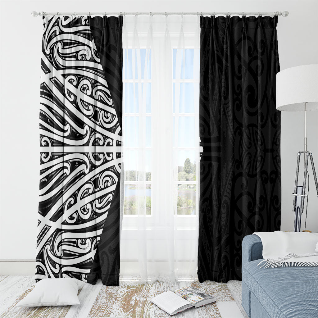 Black New Zealand Puhoro Maori Tattoo Window Curtain