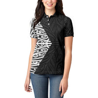 Black New Zealand Puhoro Maori Tattoo Women Polo Shirt