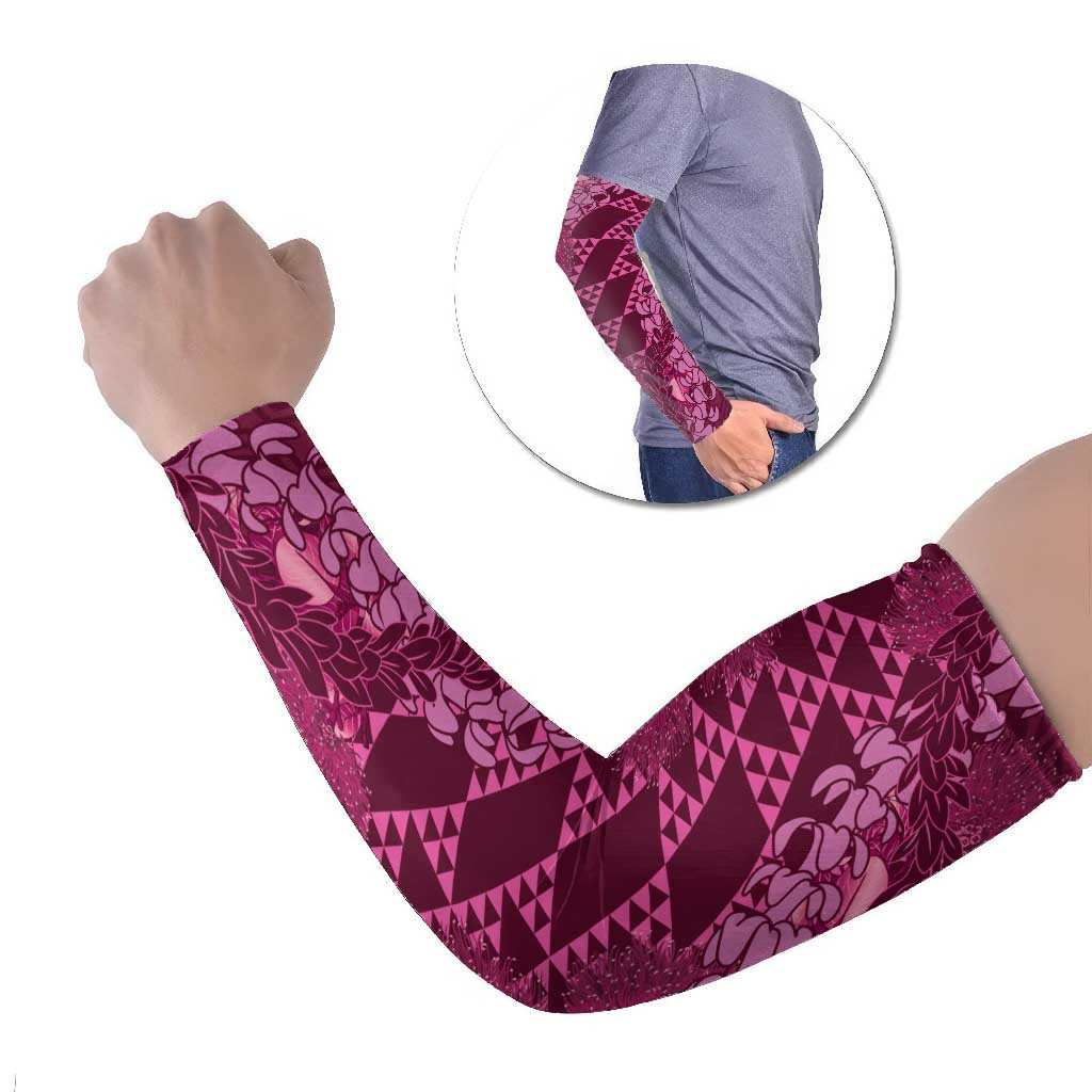 Pink Aloha Hawaii Arm Sleeves Hawaiian Kakau Ohia Lehua Lei - Polynesian Pride